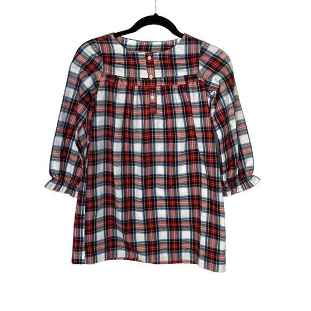 CREWCUTS Girls Red Tartan Plaid Flannel Nightgown Size M‎ 8-9
